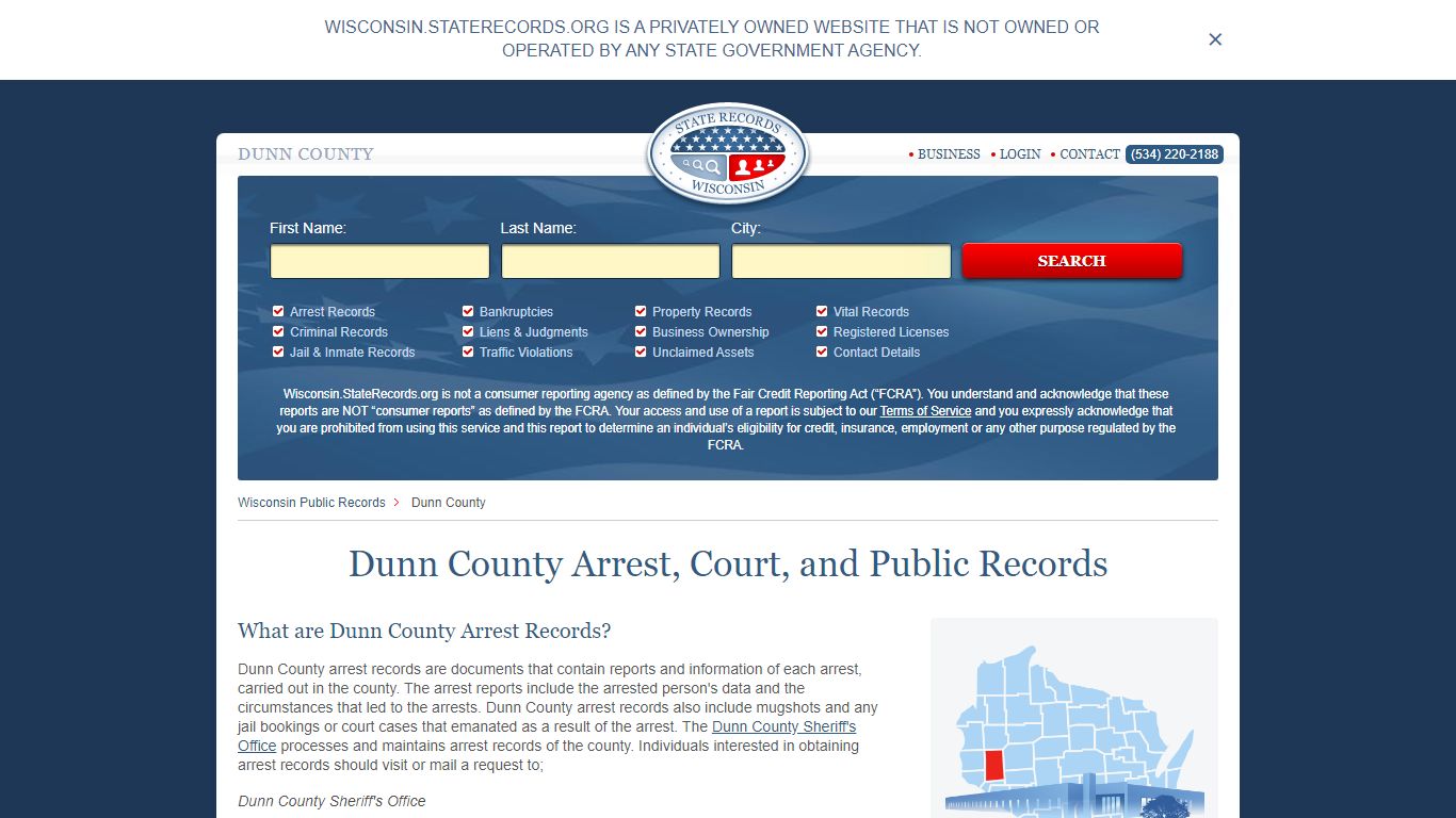 Dunn County Arrest, Court, and Public Records