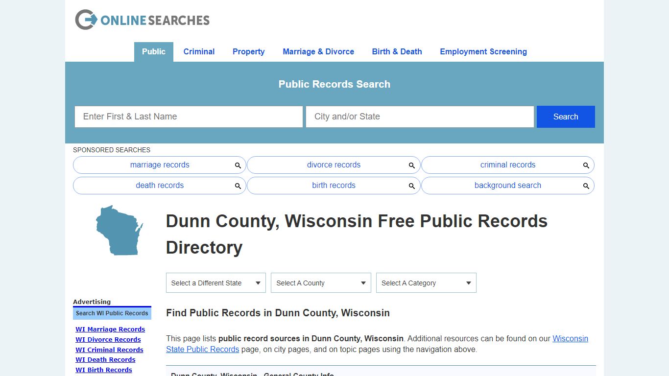 Dunn County, Wisconsin Public Records Directory