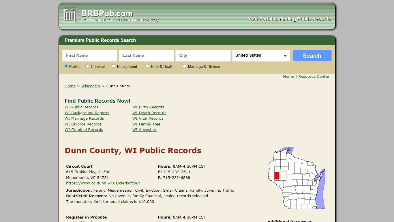 Dunn County Public Records | Search Wisconsin Government ...